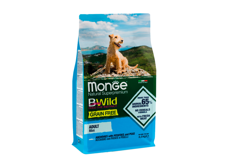 Monge Dog  Bwild Grain Free Mini Adult  анчоус