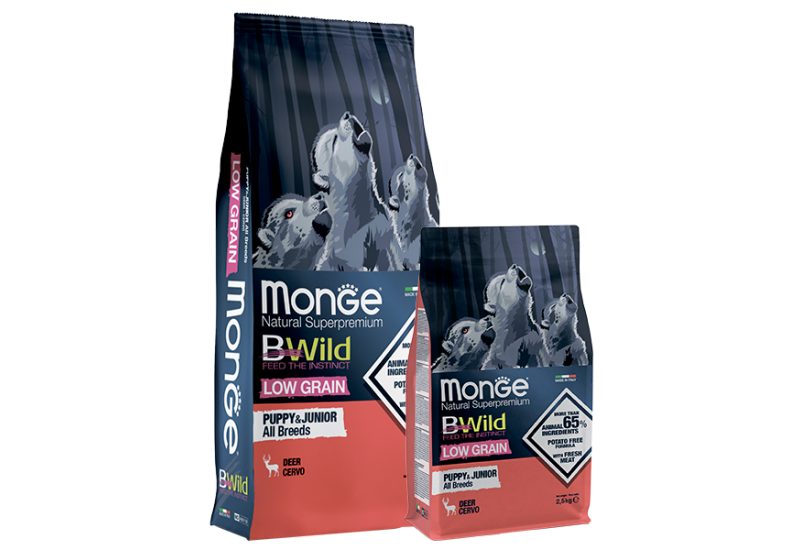 Monge BWild Low Grain Puppy & Junior All Breeds оленина