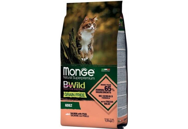 Monge Cat BWild GRAIN FREE SALMONE беззерновий корм для кішок (з лососем)