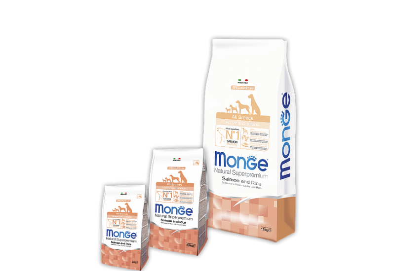 Monge All Breeds Puppy & Junior Salmone & Rice корм для щенков и молодых собак