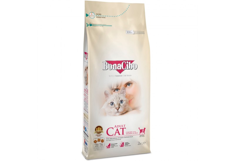 BonaCibo Adult Cat Chicken&Rice with Anchovy-для дорослих котів усіх порід