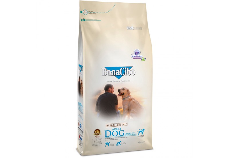 BonaCibo Adult Dog Chicken&Rice with Anchovy-з м'ясом курки, анчоусами та рисом для дорослих собак усіх порід