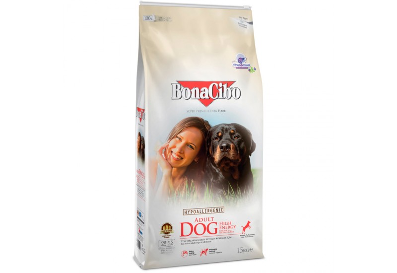 BonaCibo Adult Dog High Energy Chicken&Rice with Anchovy-для дорослих активних собак усіх порід