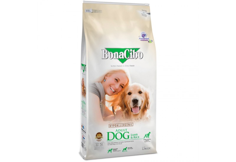 BonaCibo Adult Dog Lamb&Rice-з м'ясом ягняти та рисом для собак усіх порід