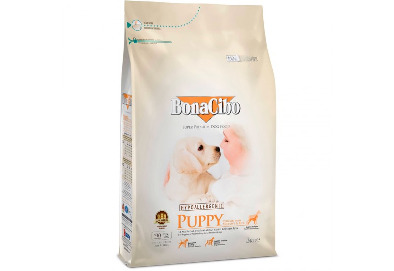 BonaCibo Puppy Chicken&Rice with Anchovy-для цуценят всіх порід віком до 12 місяців