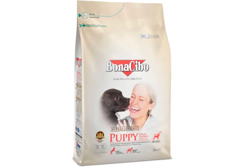 BonaCibo Puppy High Energy Chicken&Rice with Anchovy-для активних цуценят всіх порід до 12 місяців
